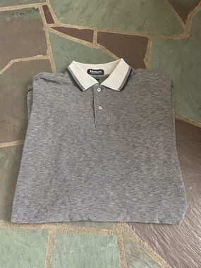 Mens Gray Polo with Contrast White